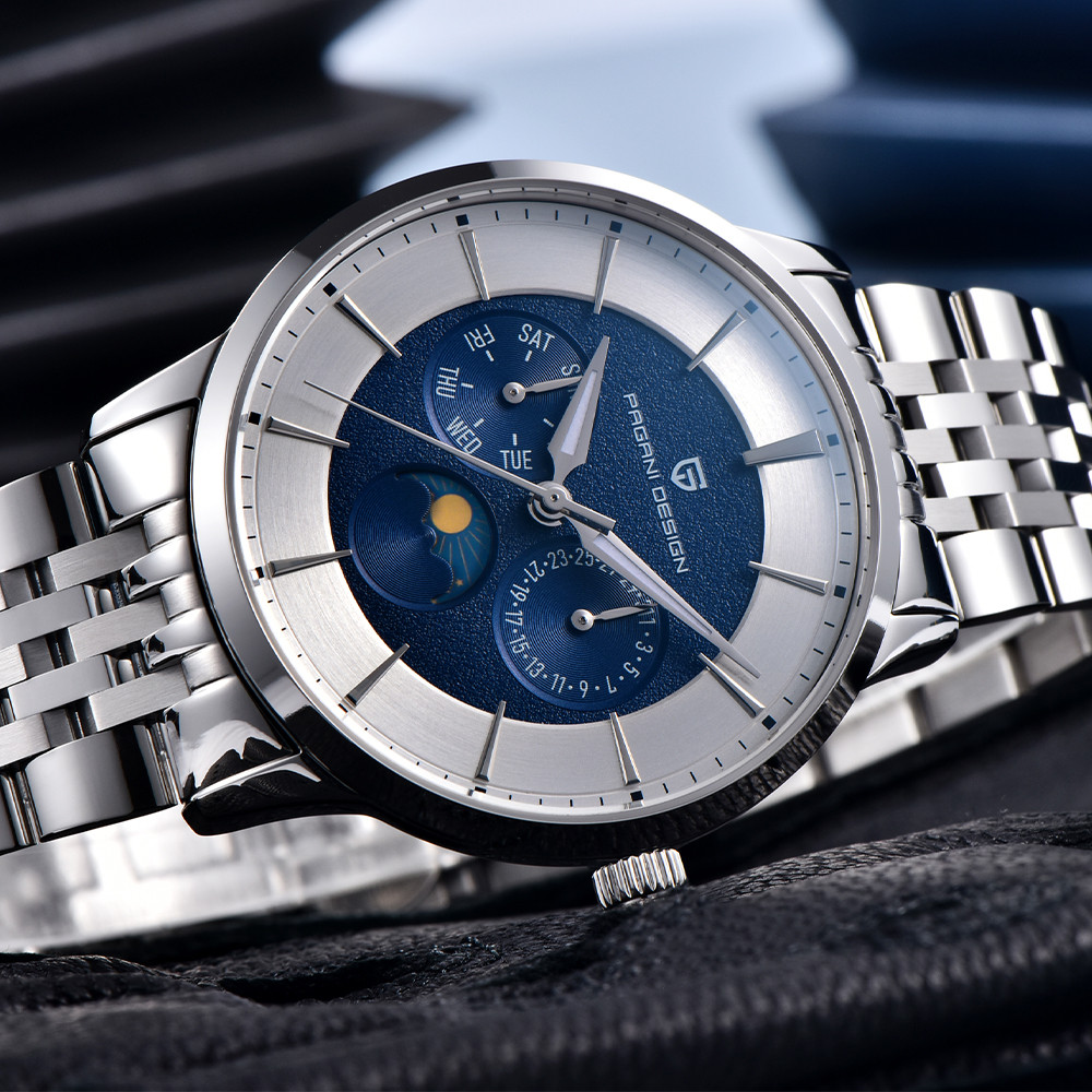 Luxury Watch Brand Tier - Paganidesign Luxus Quarz Edelstahl-Uhr mit Multifunktionaler