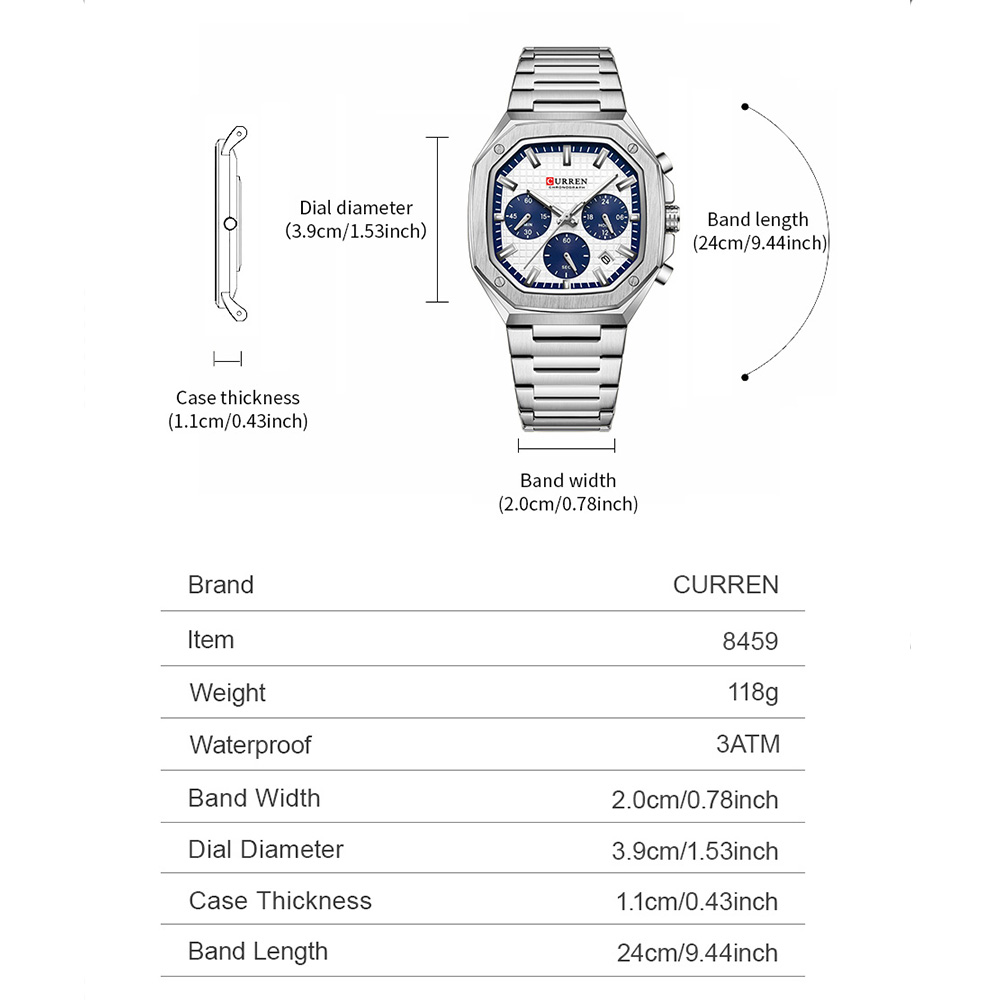 CURREN Luxuriöse quadratische  – Luxury Watch For Men Bewertung und Preis
